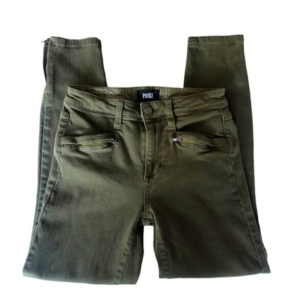 PAIGE Pants - Paige Daryn Zip Ankle Pants in Olive Leaf 28